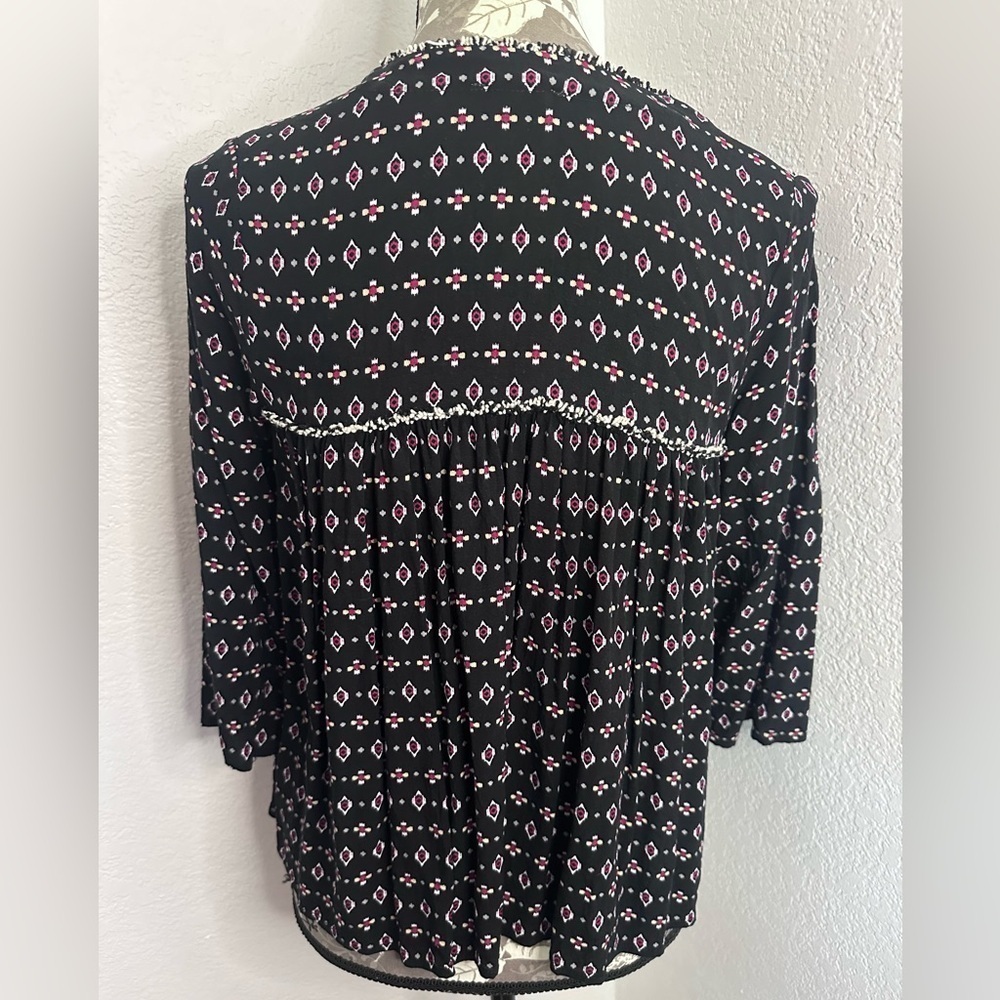 Anthropologie Maeve Emmaline Blouse in Folklore blue white embroidered  -Sz XS - Picture 7 of 9